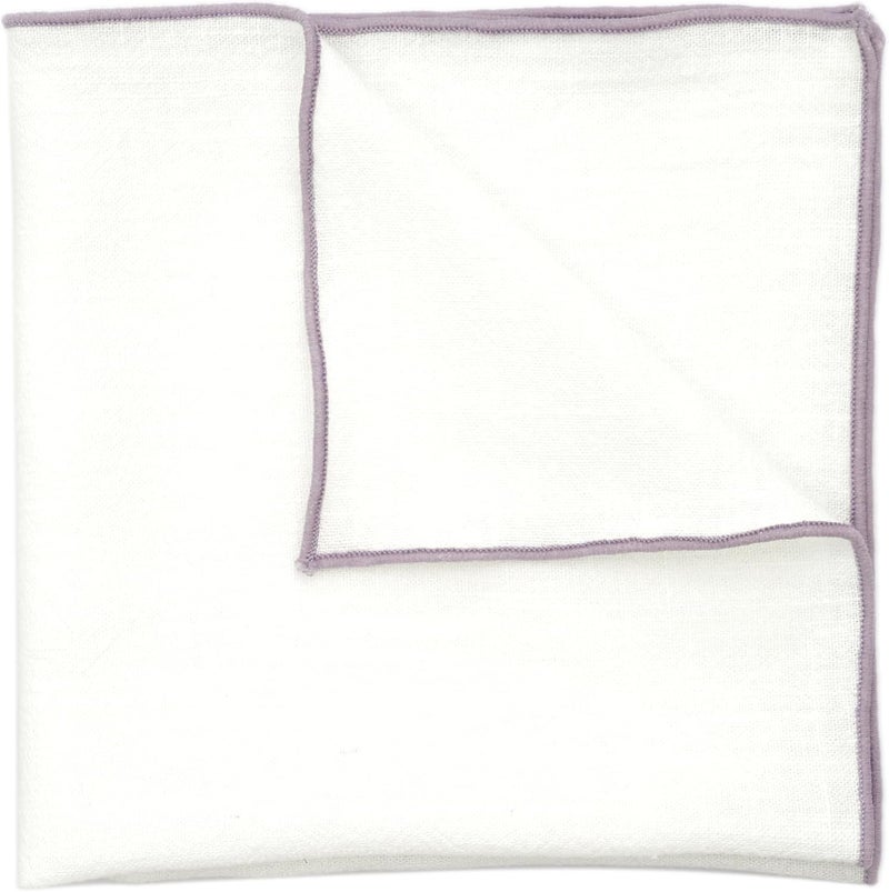 BELLUNO White Pocket Square with Embroidered Color Edge - Image 2